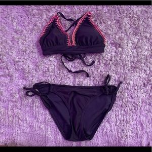 Gray Bikini with Pink Detailing